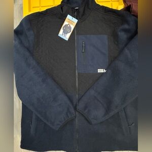 Eddie Bauer Black and Navy Mixed Media Fleece Jacket